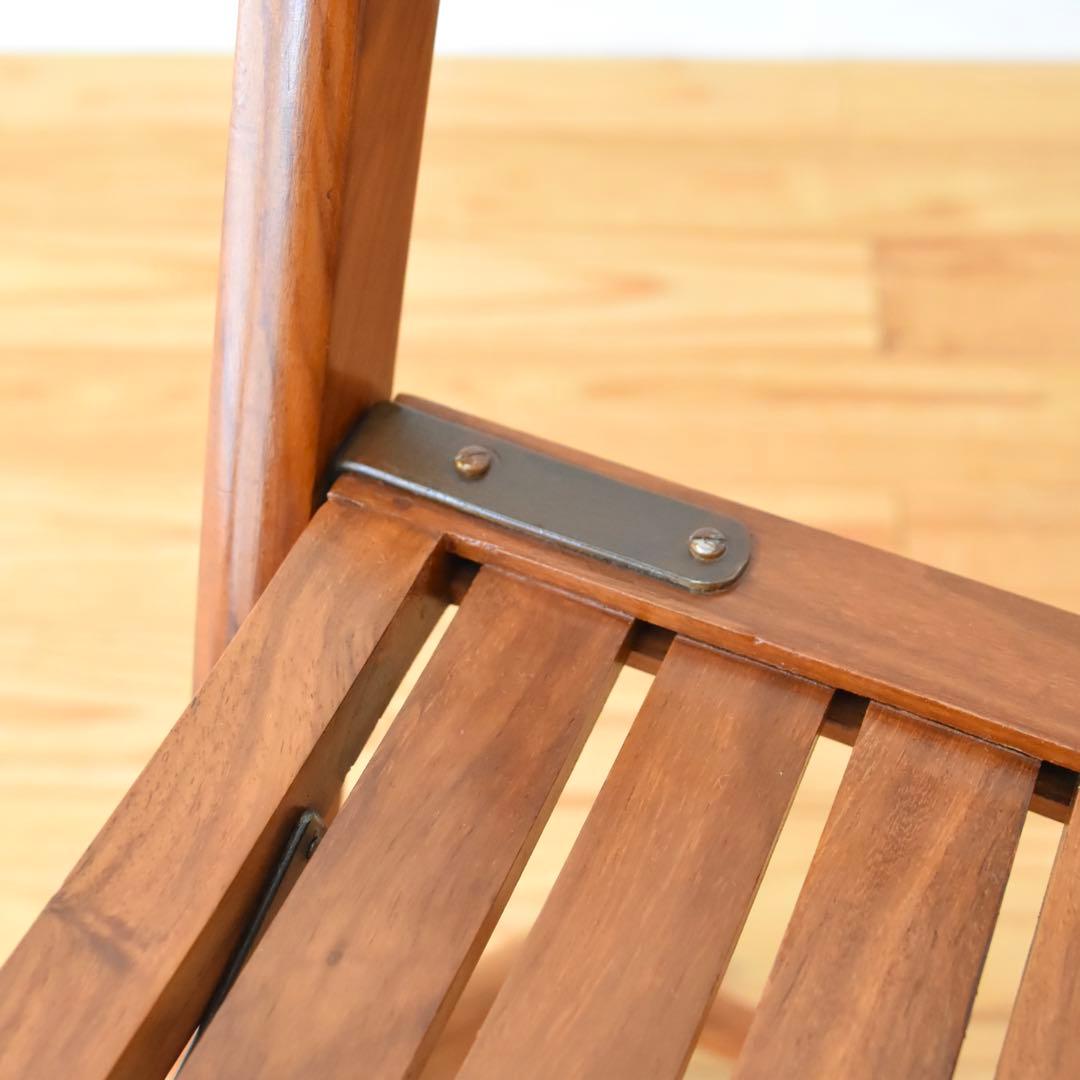 折りたたみ椅子　チーク　2脚セット