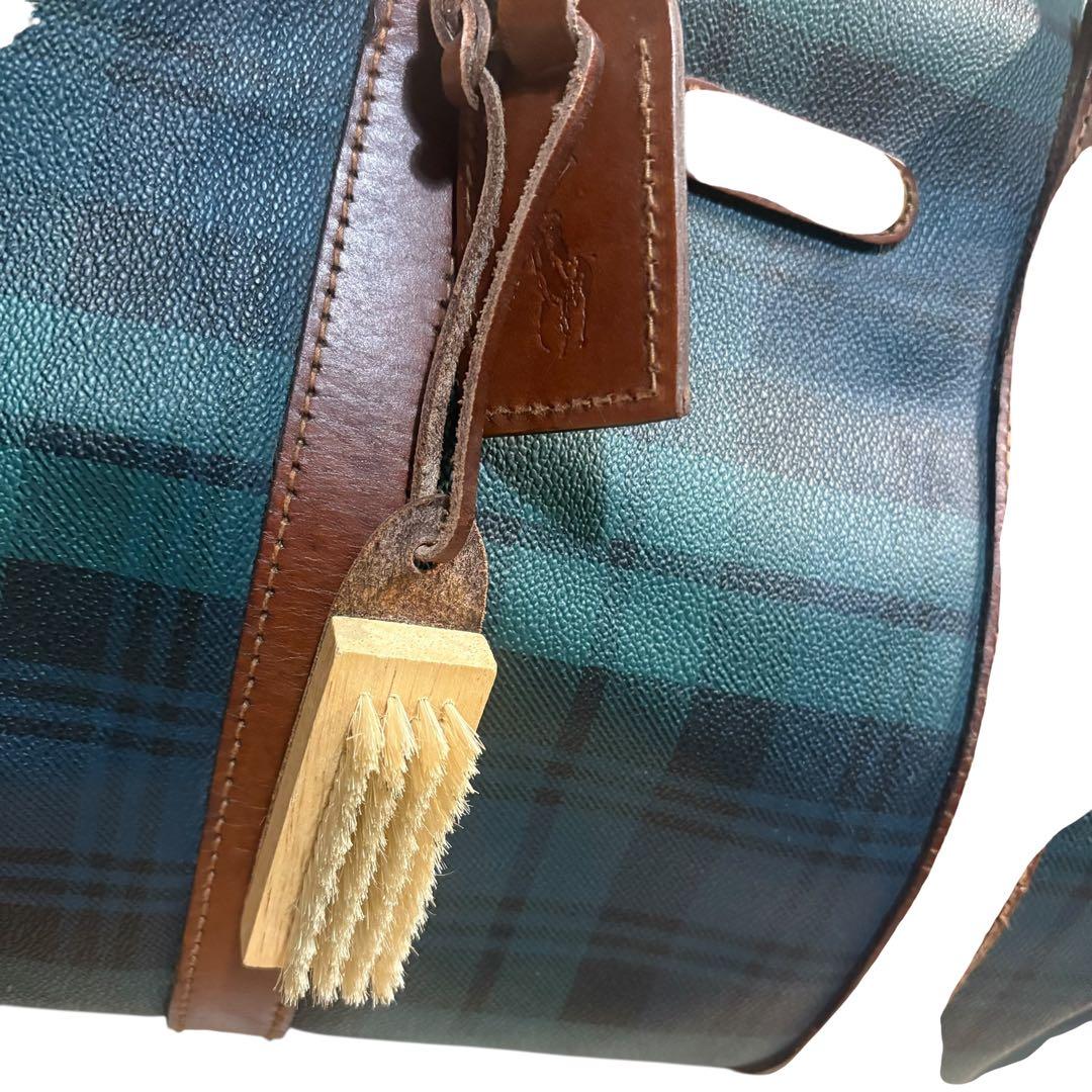 ポロラルフローレン ボストンバッグ 2way グリーン PVC チェック 大容量