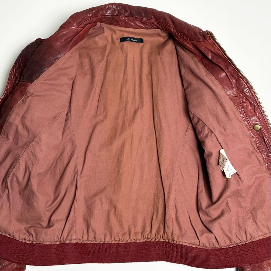 【美品】ジョンブル/特殊ヴィンテージ加工ラムレザージャケット/ライダース/羊革