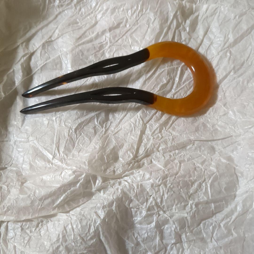 タカ2007　べっ甲　かんざし　オレンジと黒