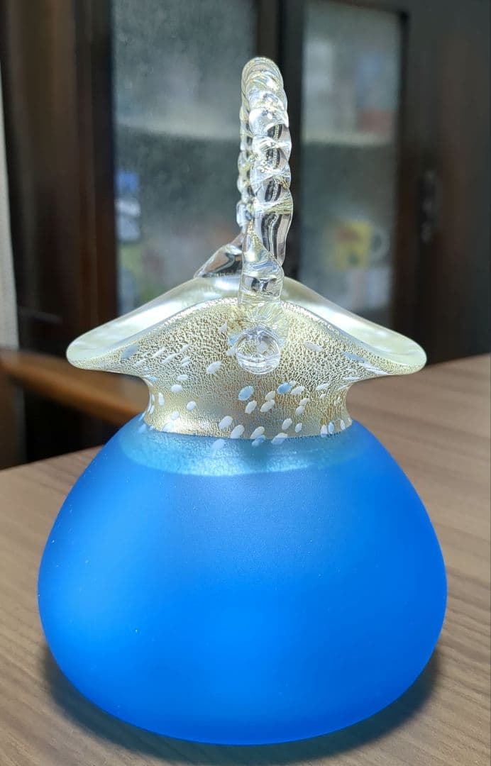 黒木国昭　ガラスアート　 金彩象嵌手付花瓶