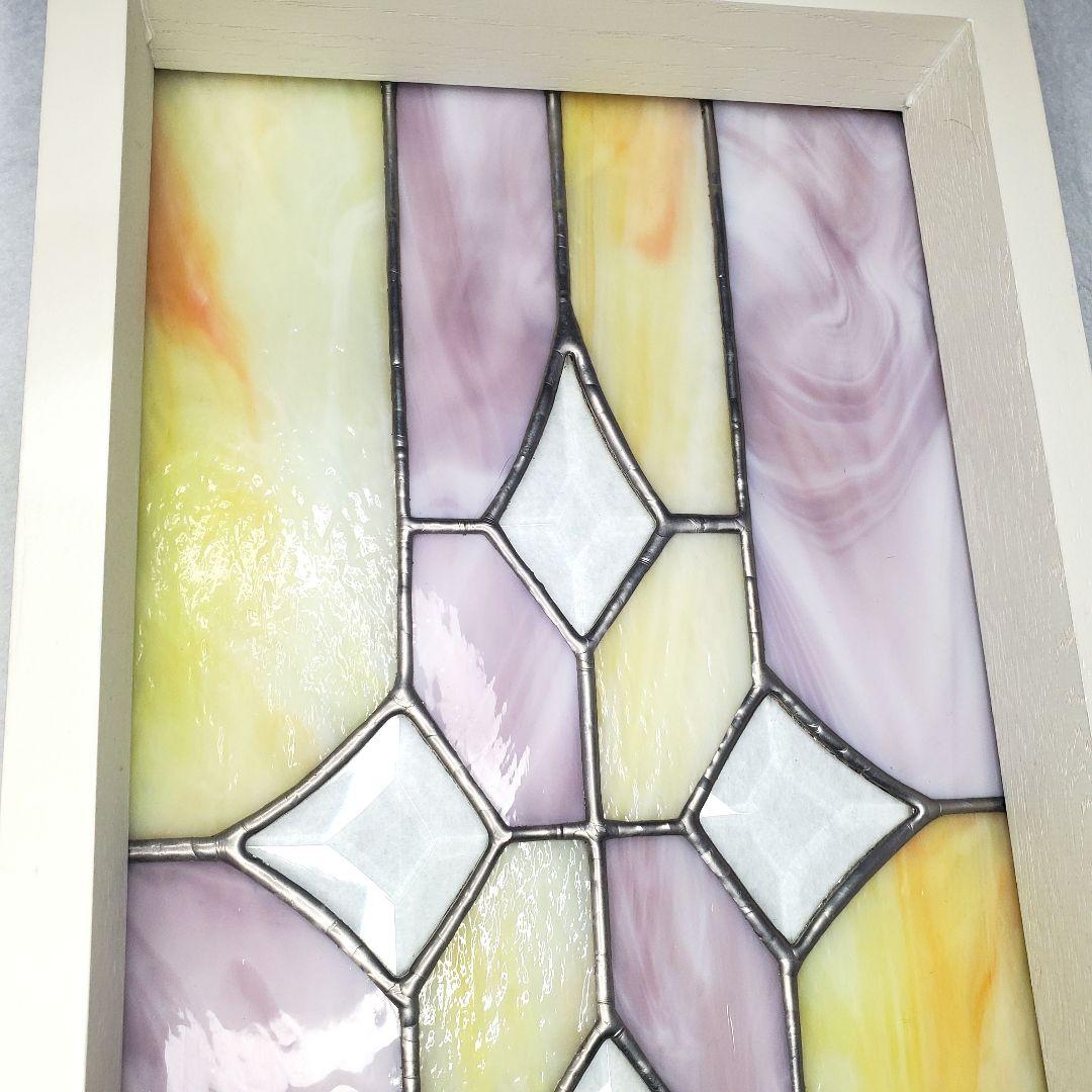 ステンドグラス　木枠付き　37cm×20cm　新品未使用