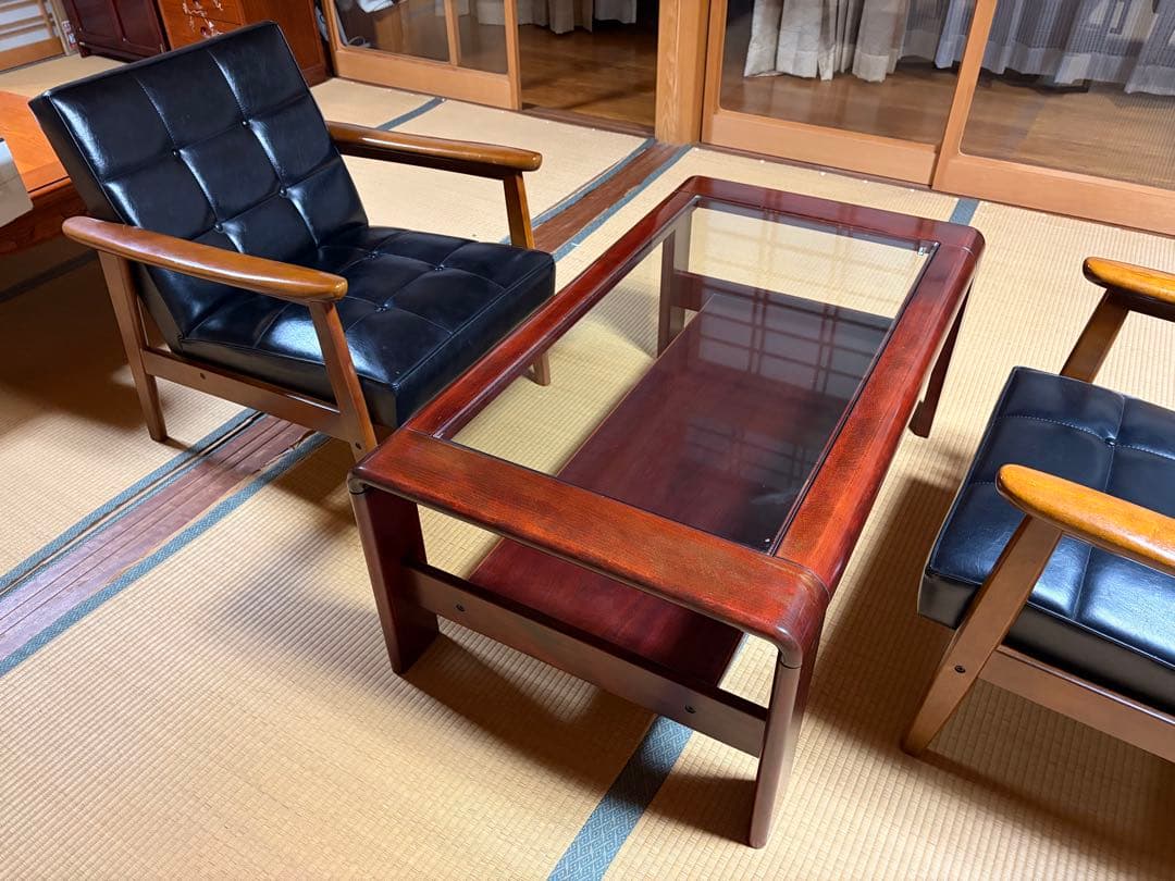 karimoku カリモク 木製ローテーブル ガラス天板