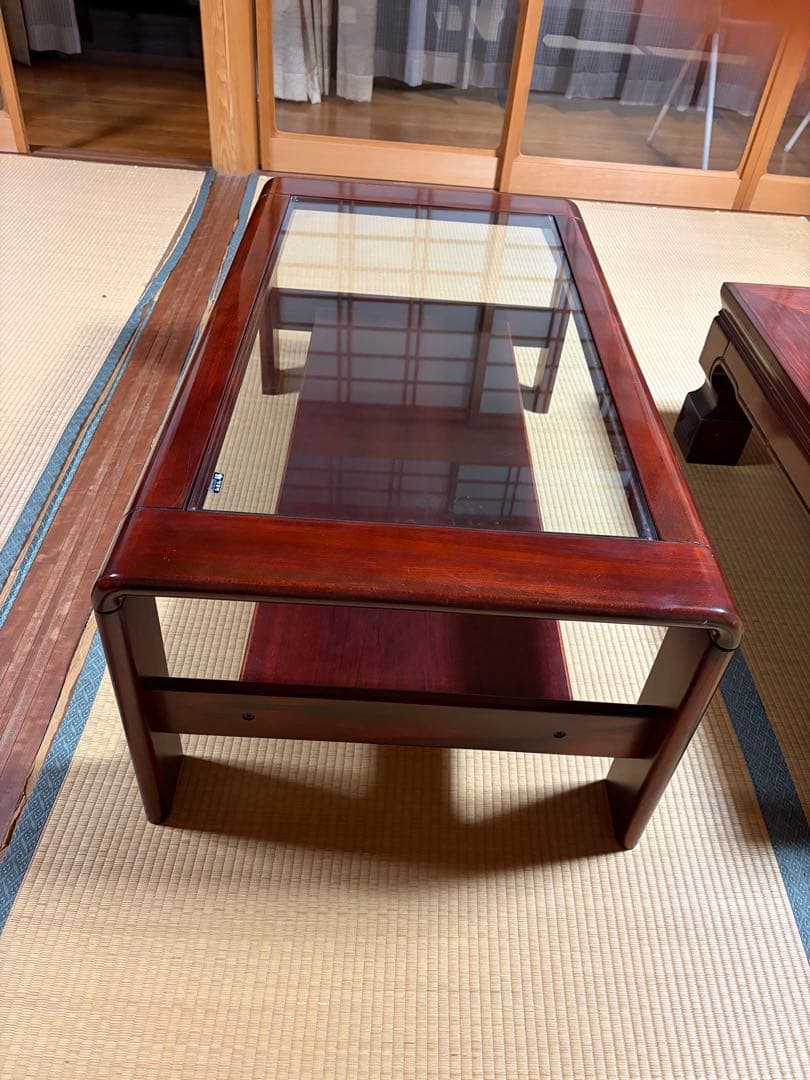 karimoku カリモク 木製ローテーブル ガラス天板