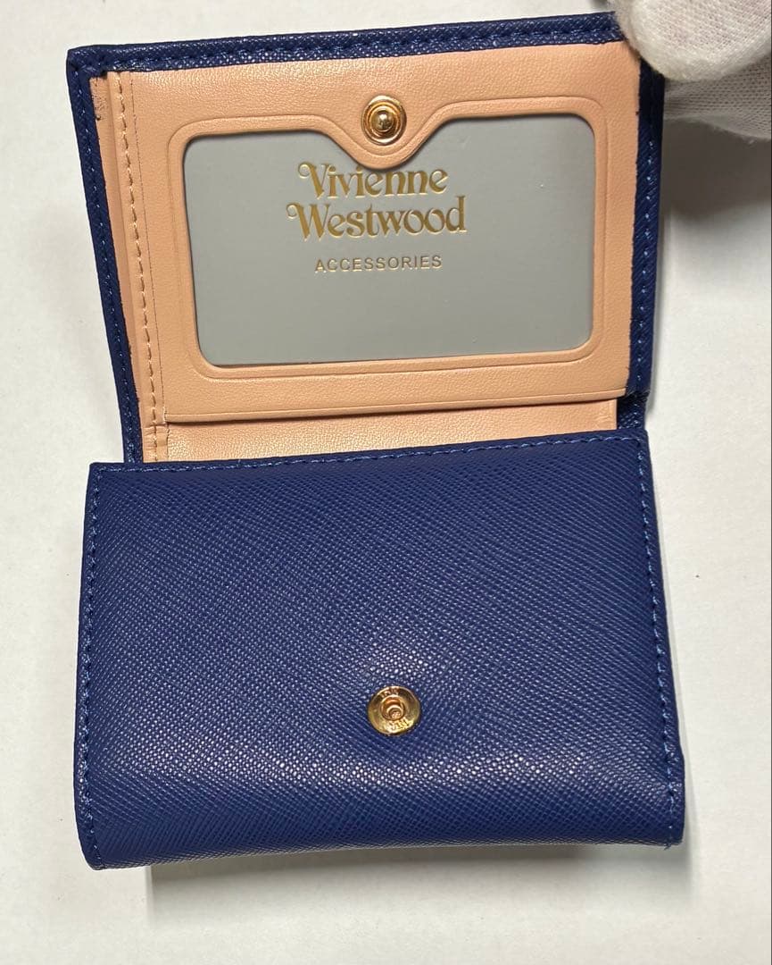 【新品】Vivienne Westwood 折財布 青 シンプル がま口 定番