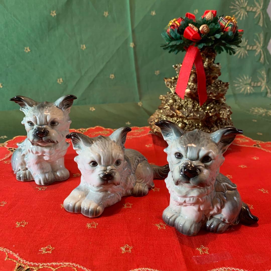 ゲーベル人形　西ドイツ製　陶器置物　ビンテージの可愛い3匹セットの仲良し兄弟！