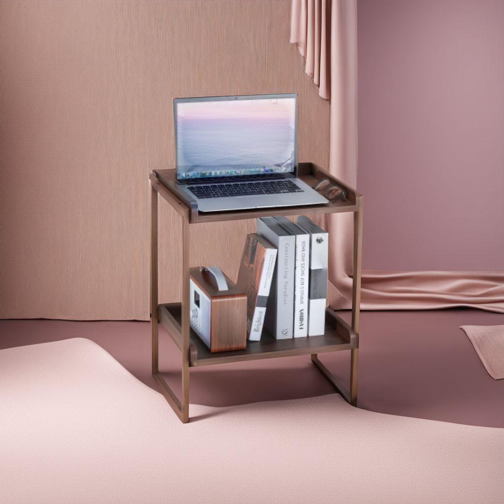 エレガント2段式四方型エンドテーブル - ソファサイド