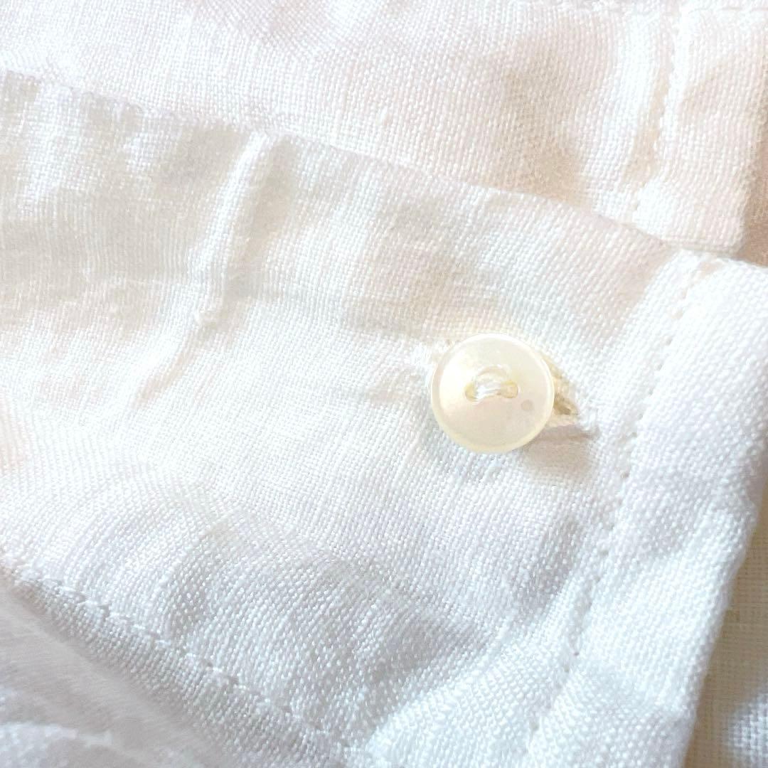 美品 ミズイロインド シャツ 半袖 スタンドカラー リネン 麻 日本製