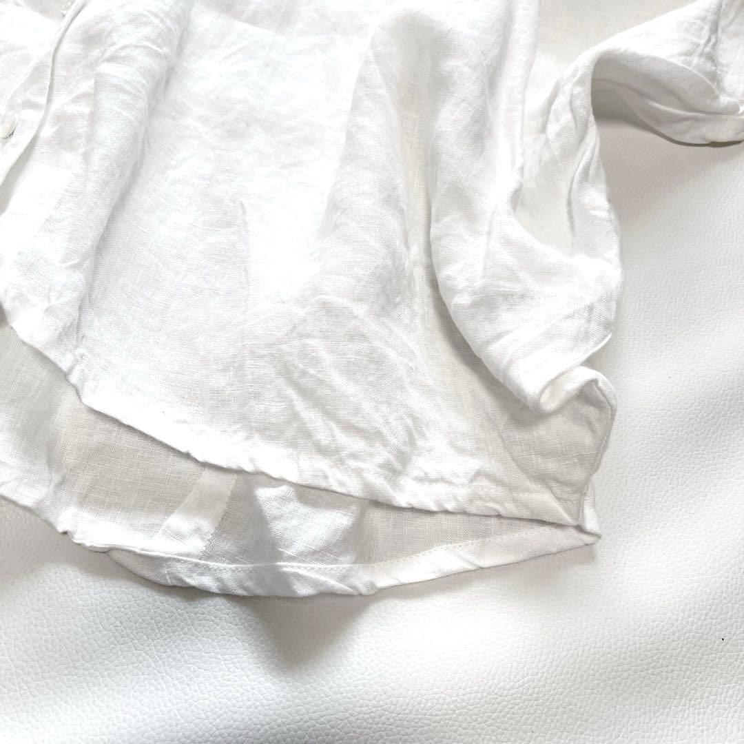 美品 ミズイロインド シャツ 半袖 スタンドカラー リネン 麻 日本製