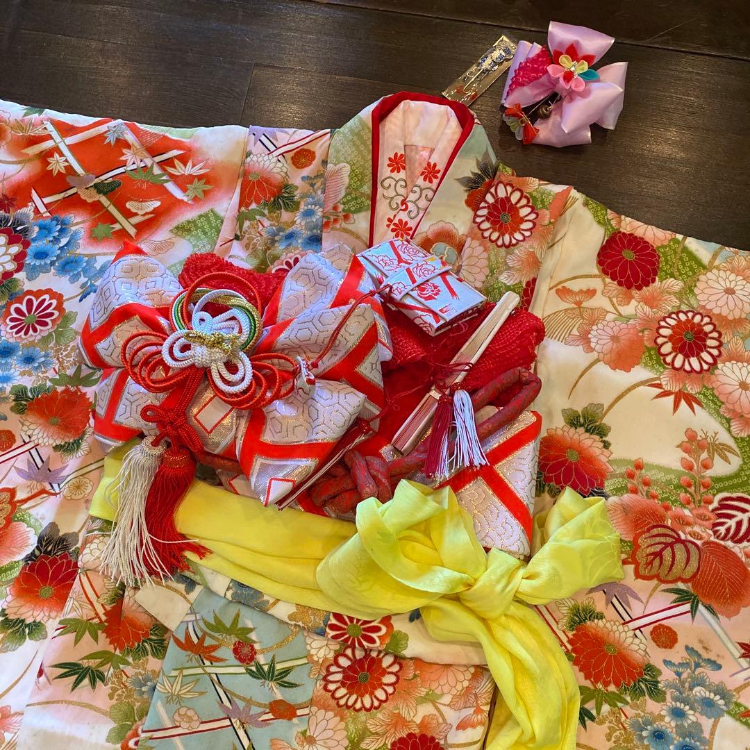 アンティーク 七五三 五歳〜七歳 約105cm用 大正ロマン 着物 フルセット