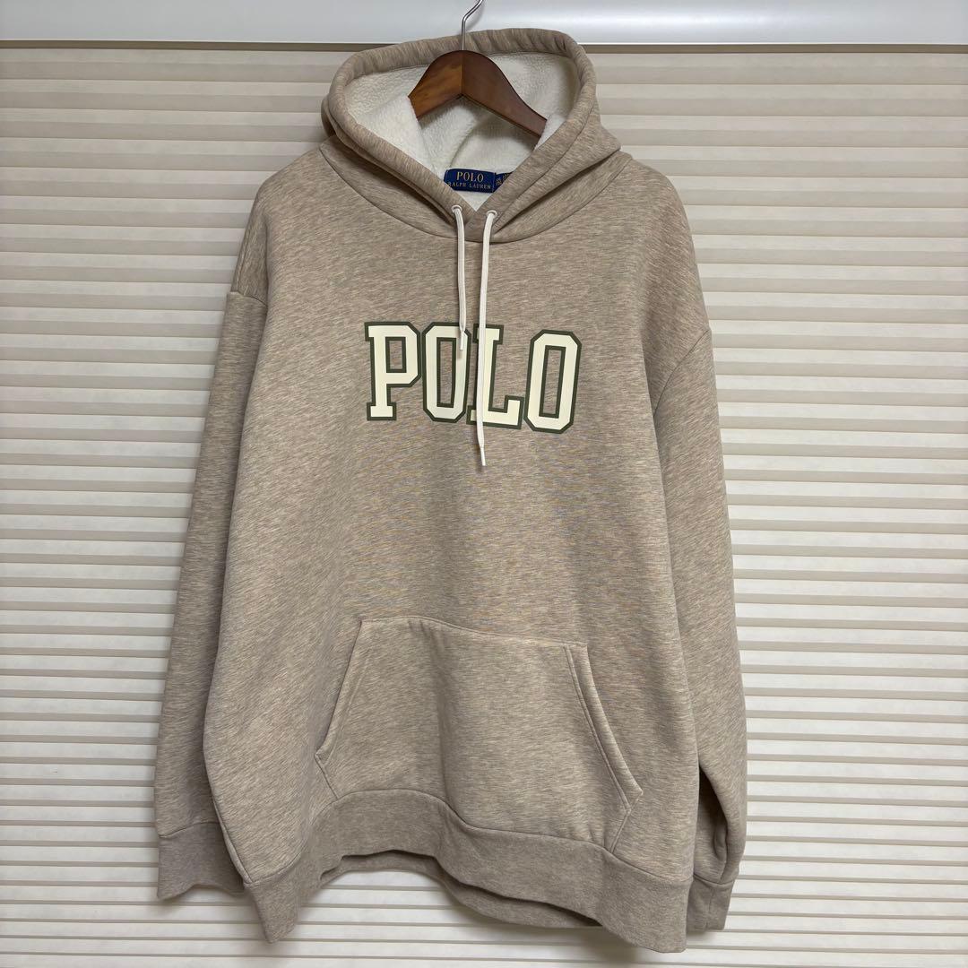 【XXLサイズ】ポロラルフローレン 裏起毛パーカー ベージュ