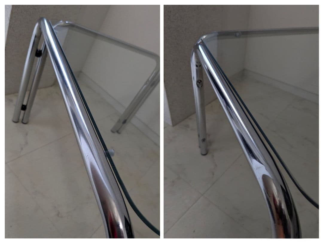 ヴィンテージ クローム ガラステーブル ポストモダン ミッドセンチュリー