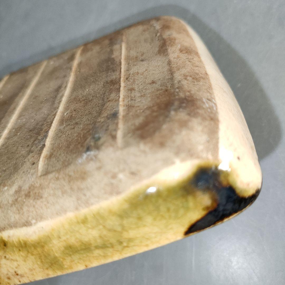 A1306-7/織部焼/織部四方皿10客/向付/銘々皿/角皿/菓子皿/懐石道具/