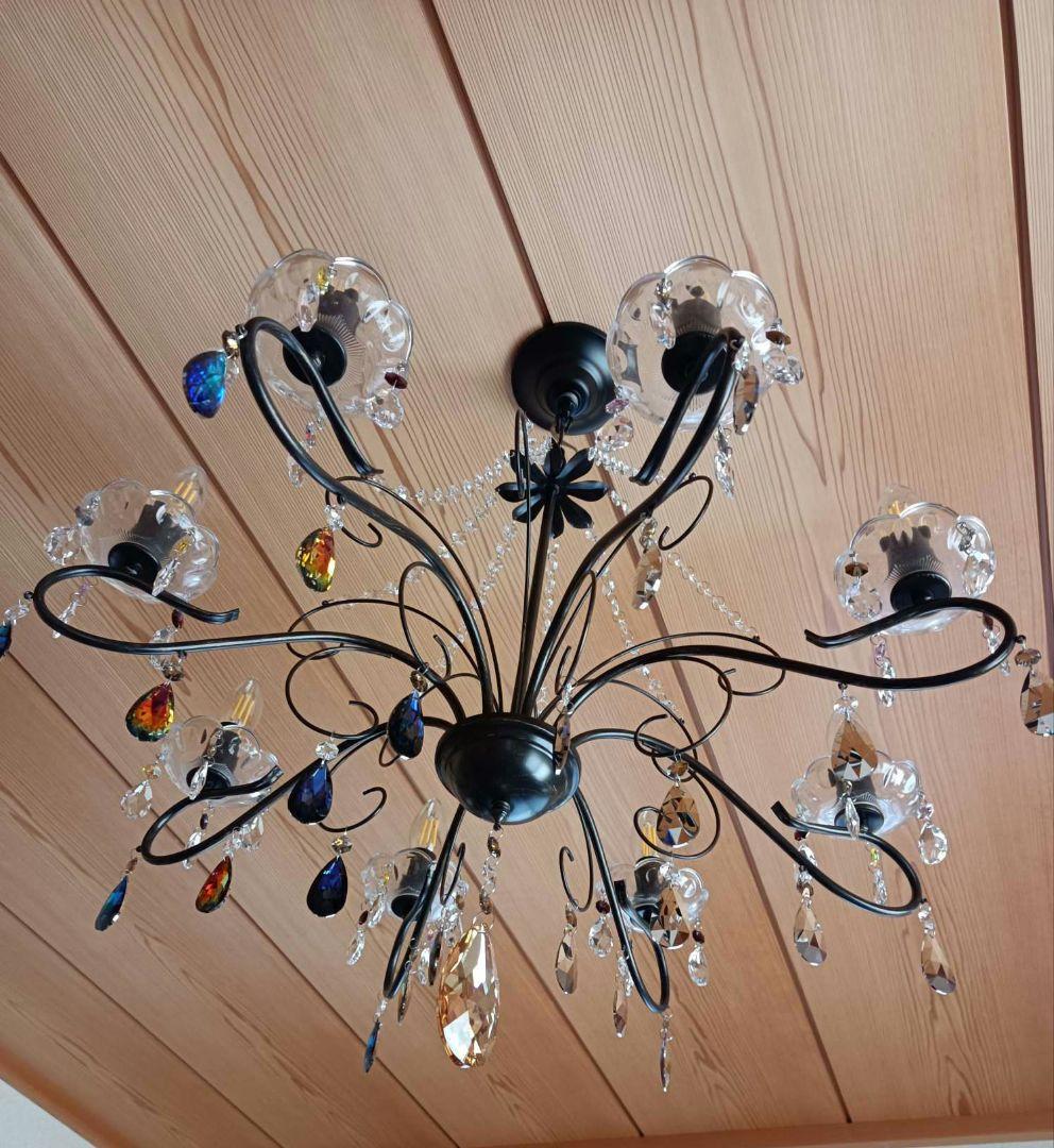 マットブラックで和室にも★豪華★スワロフスキー＆プレシオサ★カスタムシャンデリア