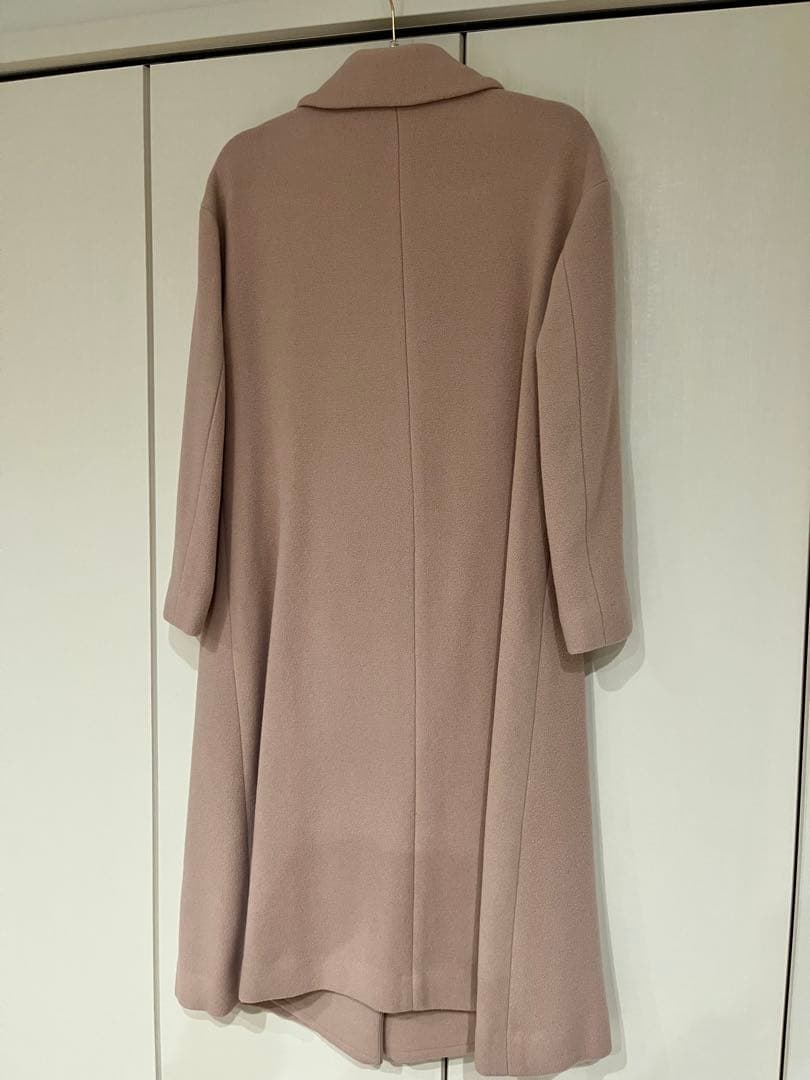 ピンク ダブルブレスト ロングコート