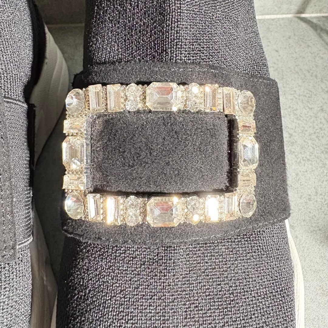 【極美品】プラスダイアナ ニットソックススニーカー クリスタルバックル 22.5