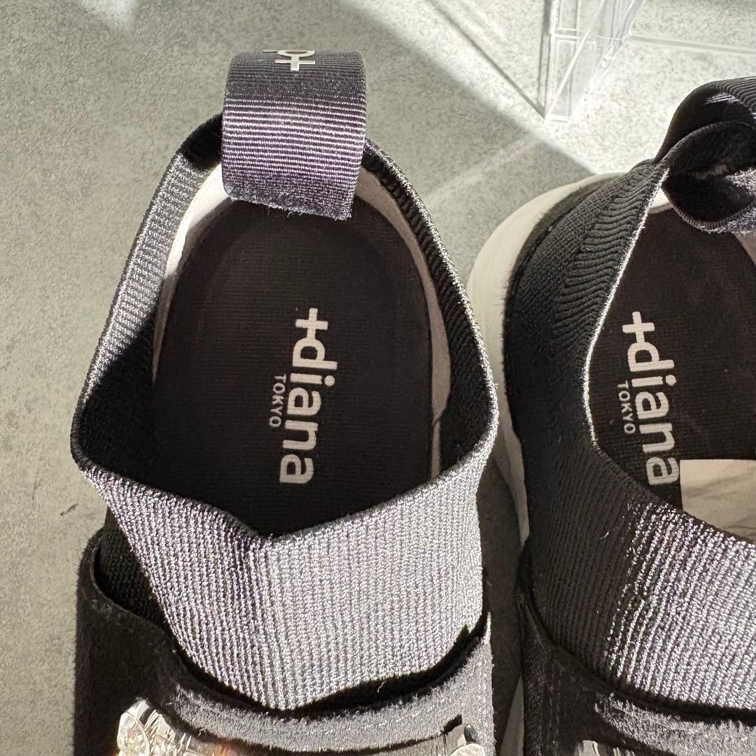 【極美品】プラスダイアナ ニットソックススニーカー クリスタルバックル 22.5