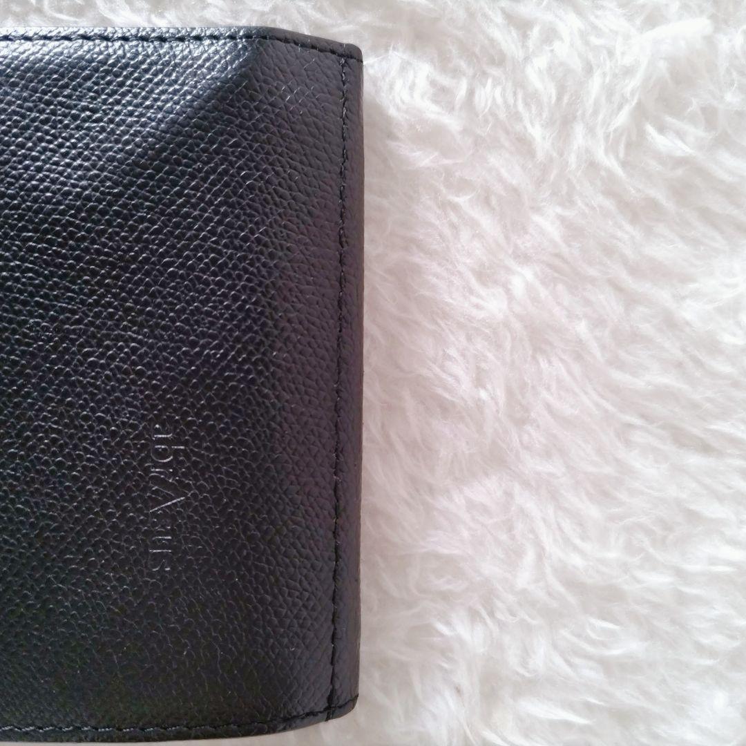 abrAsus 薄い財布 左利き用 ブラック 本革 二つ折り刻印