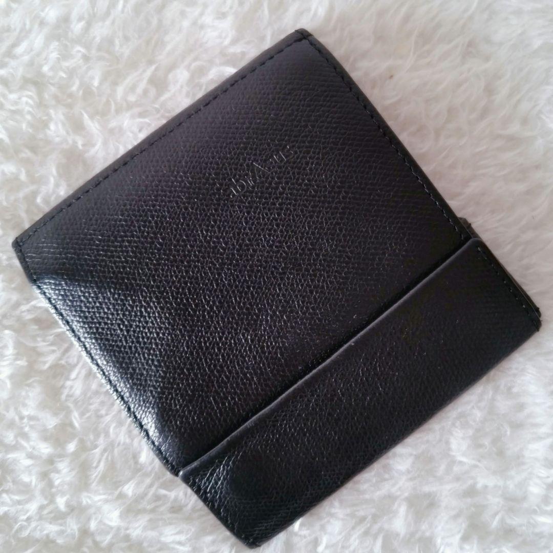 abrAsus 薄い財布 左利き用 ブラック 本革 二つ折り刻印