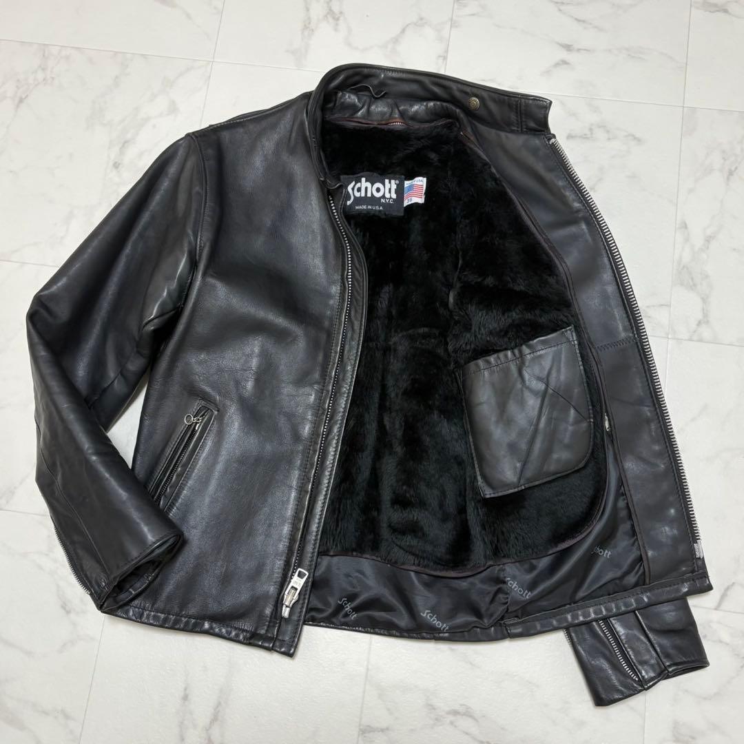Schott ショット 641 シングルライダースジャケット 36 ボア付き