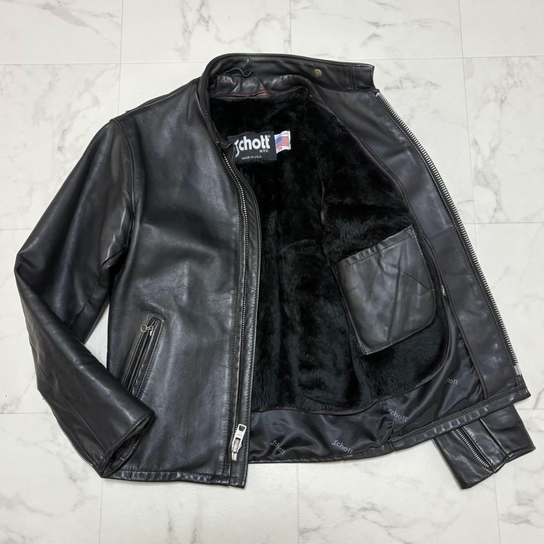 Schott ショット 641 シングルライダースジャケット 36 ボア付き