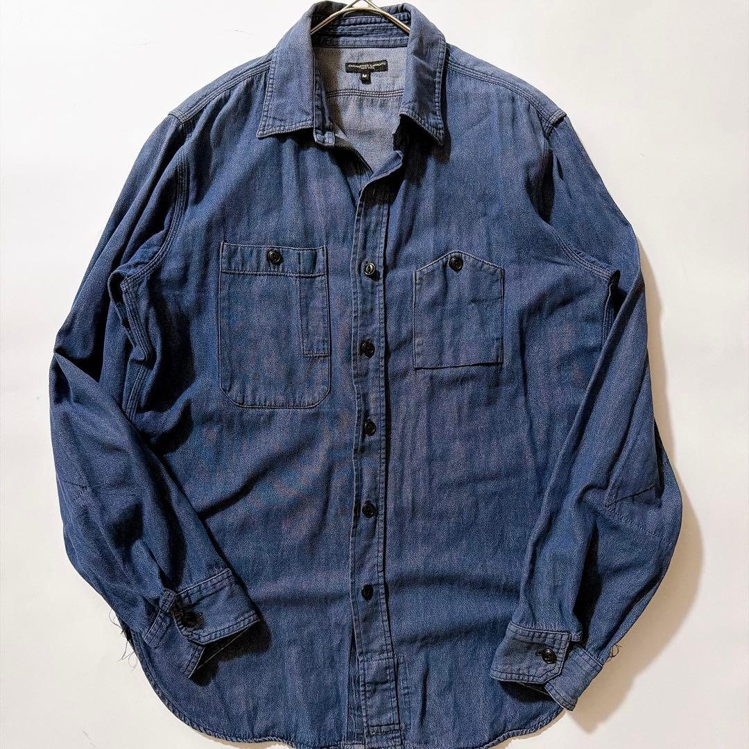 USA製✨エンジニアードガーメンツ インディゴワークシャツ 猫目ボタン マチ付