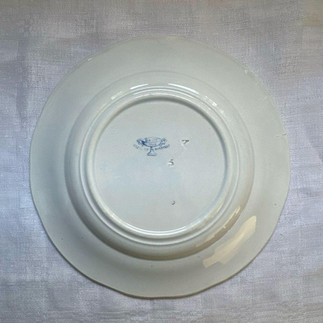 【美品】フランスアンティーク　クレイユエモントロー　グリザイユプレート　平皿