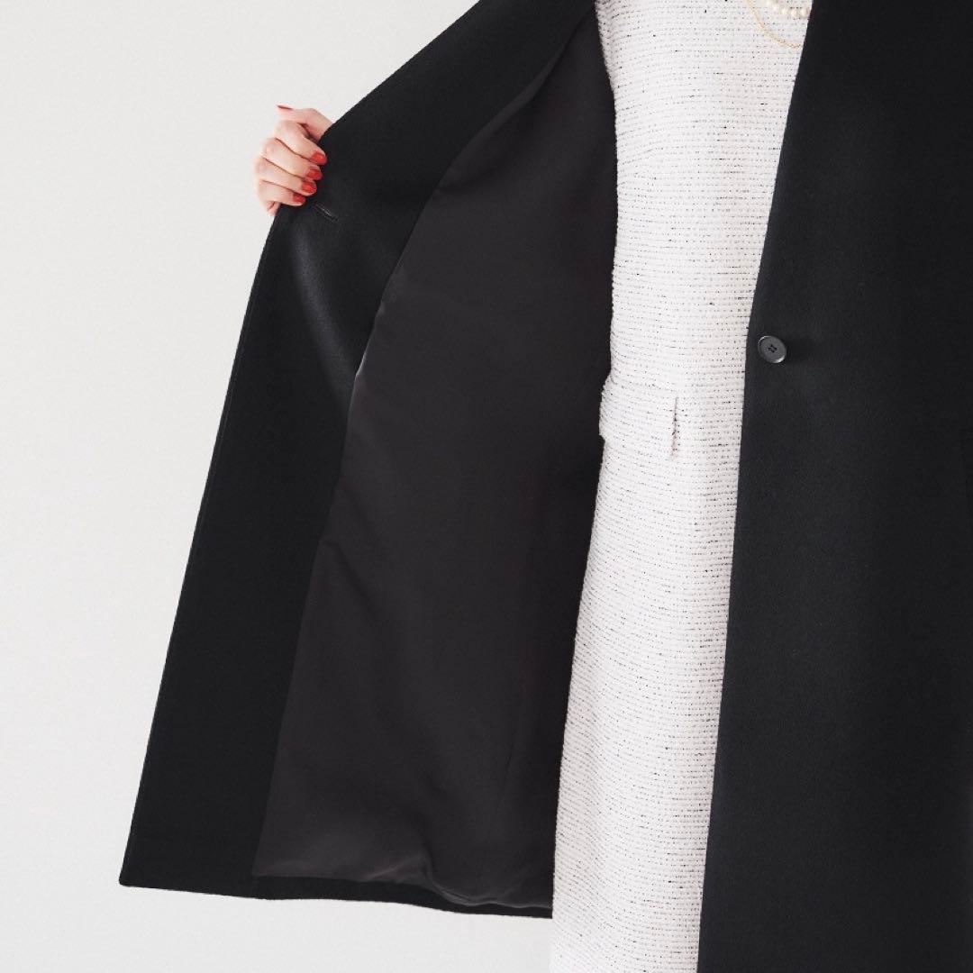 【最終価格♡2025AW新品♡01S】アンタイトルカシミヤ混ノーカラーコート黒