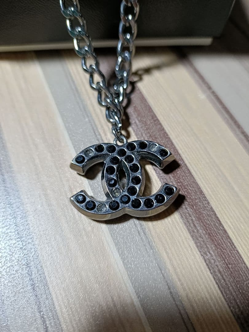 シャネル ネックレス 04A ココマーク ブラックストーン ラインストーン