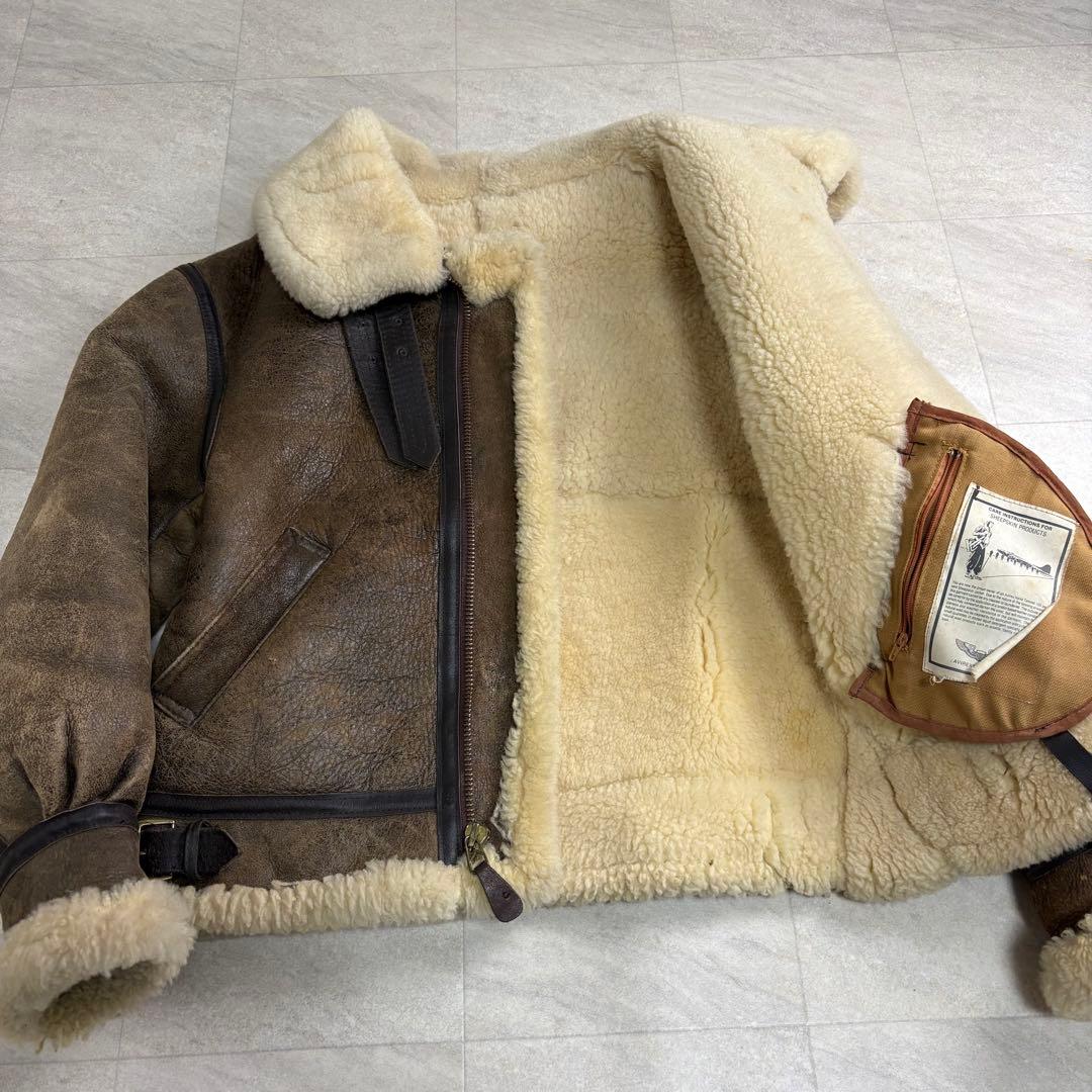 USA製✨AVIREX ムートンフライトジャケット　ボア　B3 サイズ38 M