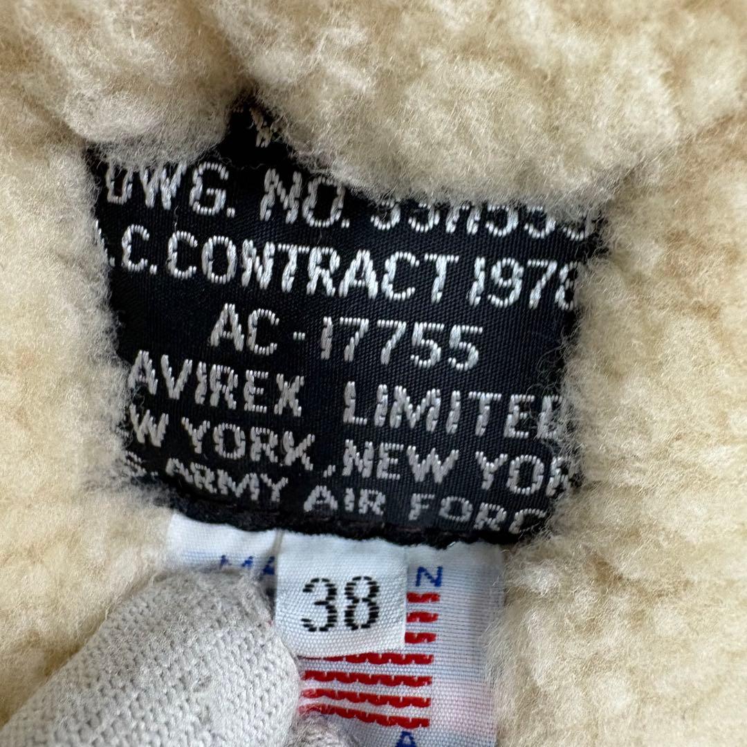 USA製✨AVIREX ムートンフライトジャケット　ボア　B3 サイズ38 M