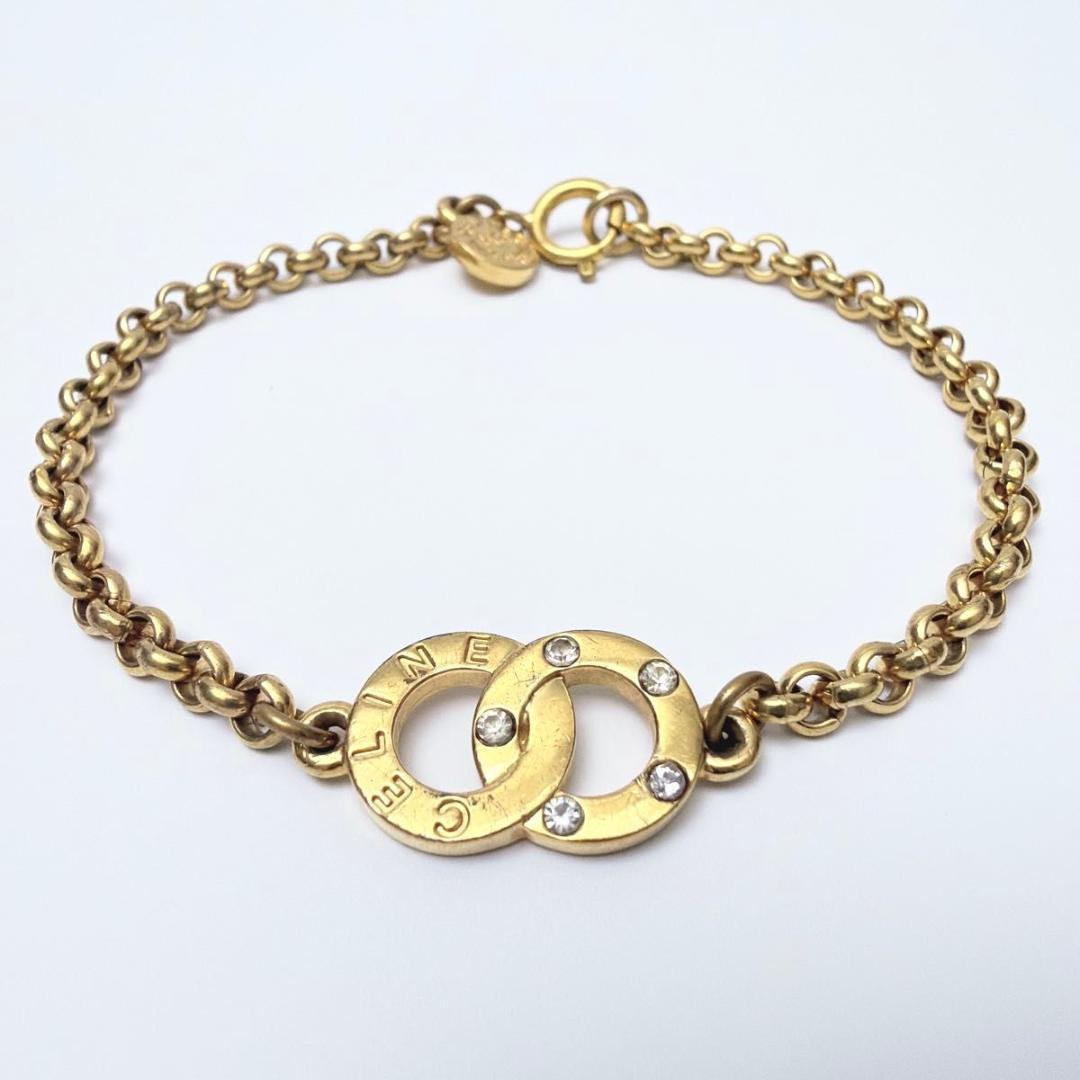セリーヌ サークルロゴ ブレスレット ラインストーン ゴールド アクセサリー