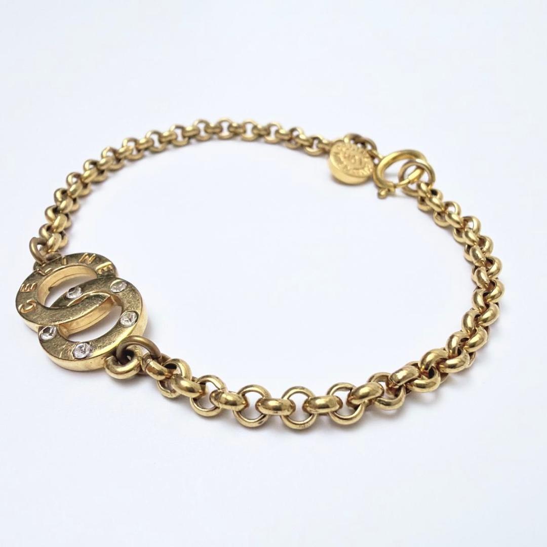 セリーヌ サークルロゴ ブレスレット ラインストーン ゴールド アクセサリー