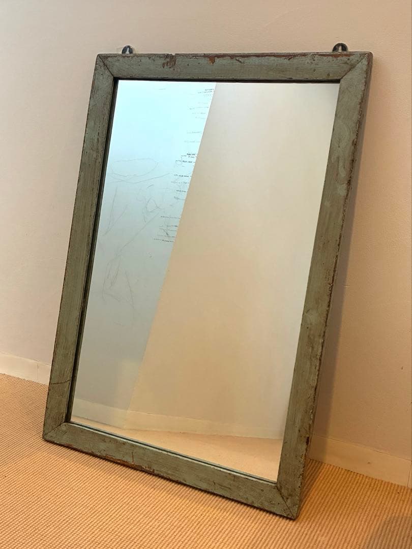 アンティーク 木製 ウッドフレーム 壁掛けミラー ウォールミラー 鏡
