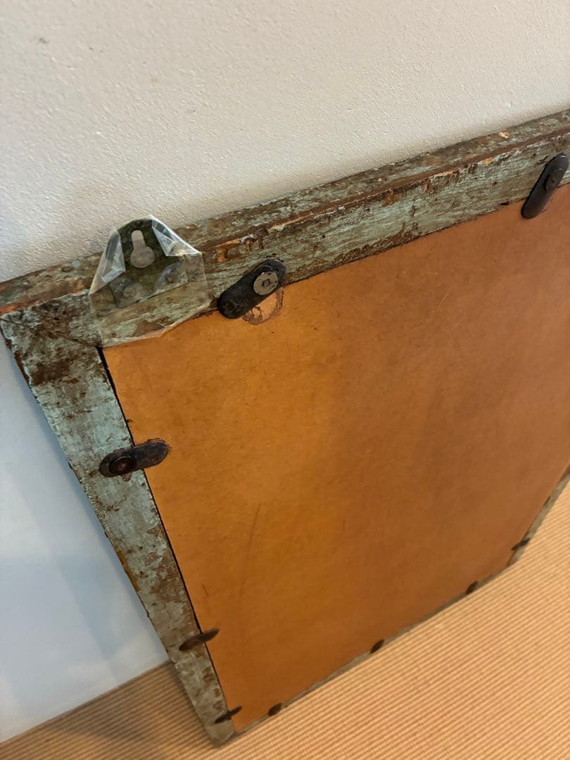 アンティーク 木製 ウッドフレーム 壁掛けミラー ウォールミラー 鏡