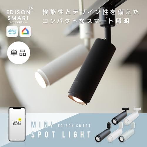 エジソンスマート Alexa対応のミニスポットライト (ダクトレール用/ブラッA