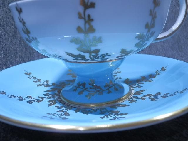 エインズレイ　アンテーク　ターコイズ　金枝葉　2段底 　置き場管理 001