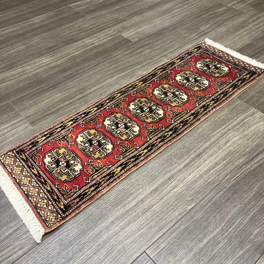 32cmx96ミニラグあがりかまちラグ　ヴィンテージ ラグパキスタン手織り絨毯