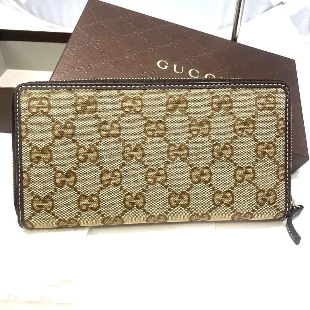 GUCCI グッチ　長財布　シェリーライン　リボン　　GG柄　ラウンドファスナー