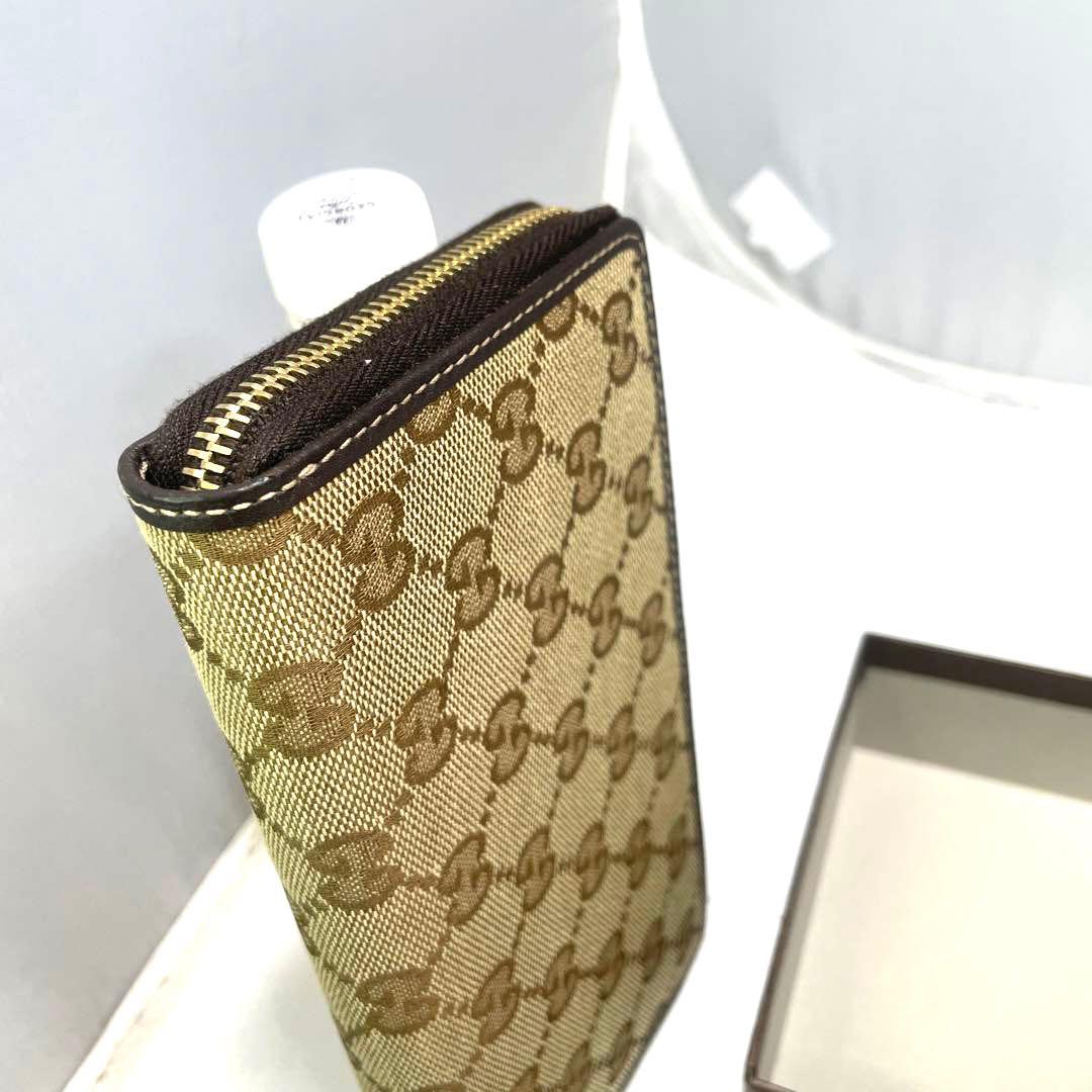 GUCCI グッチ　長財布　シェリーライン　リボン　　GG柄　ラウンドファスナー
