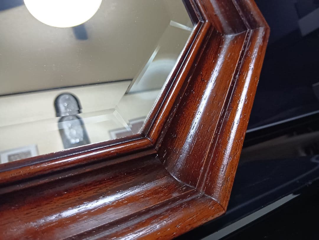 ぴかる　様売約済　イタリア製　無垢木材製　オクタゴン　ウォール　ミラー　壁掛け鏡