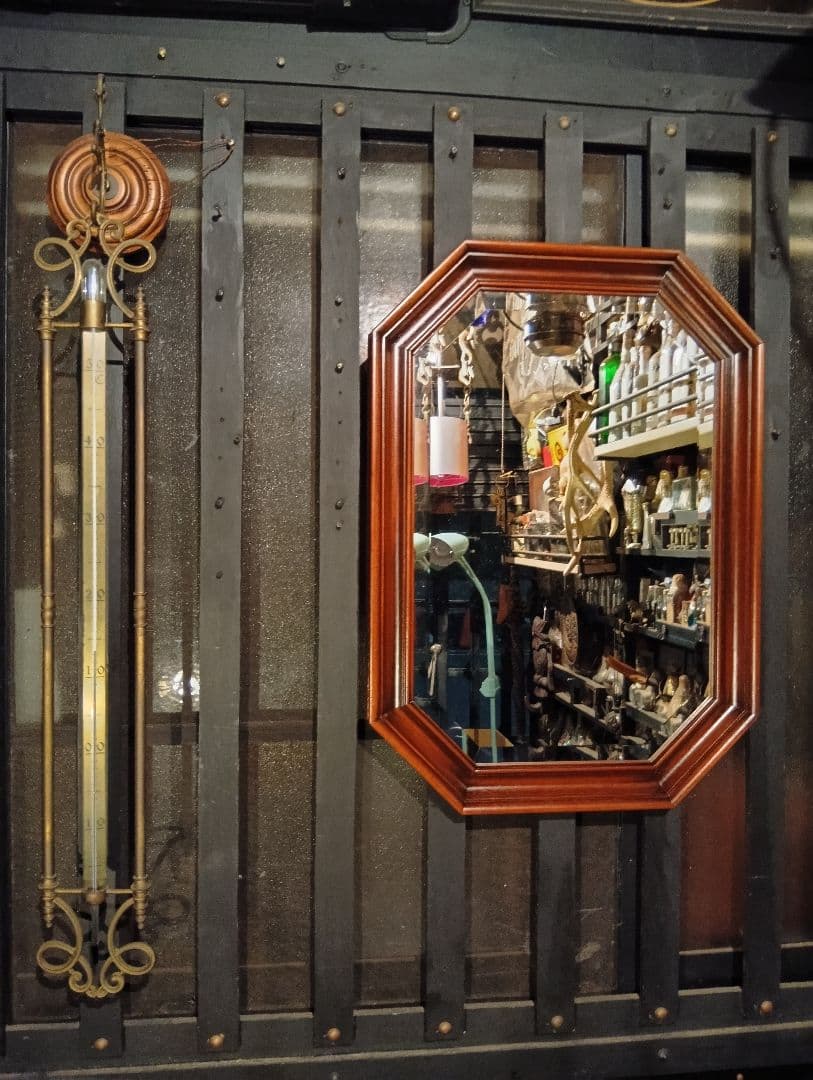 ぴかる　様売約済　イタリア製　無垢木材製　オクタゴン　ウォール　ミラー　壁掛け鏡