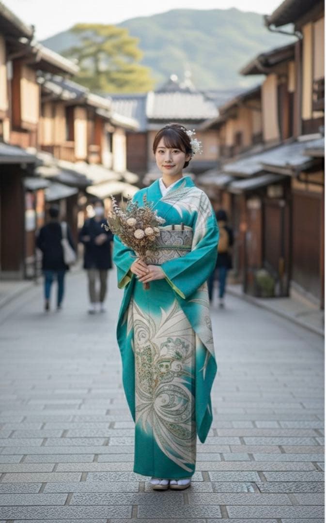 ターコイズブルー 振袖　振袖セット