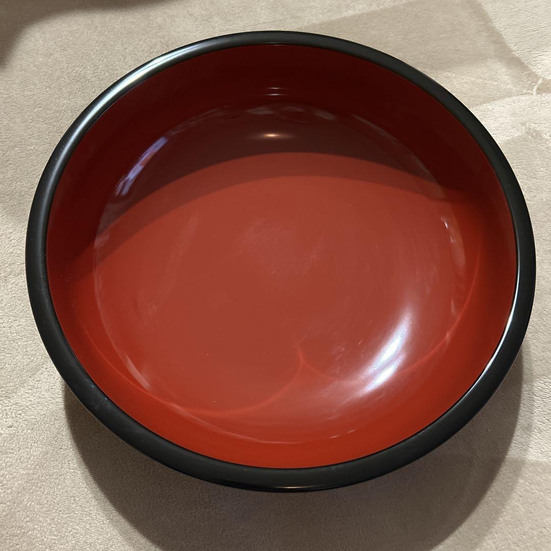 未使用 漆器 KOSEI JAPAN そばこね鉢 直径39cm 内側朱・外側黒
