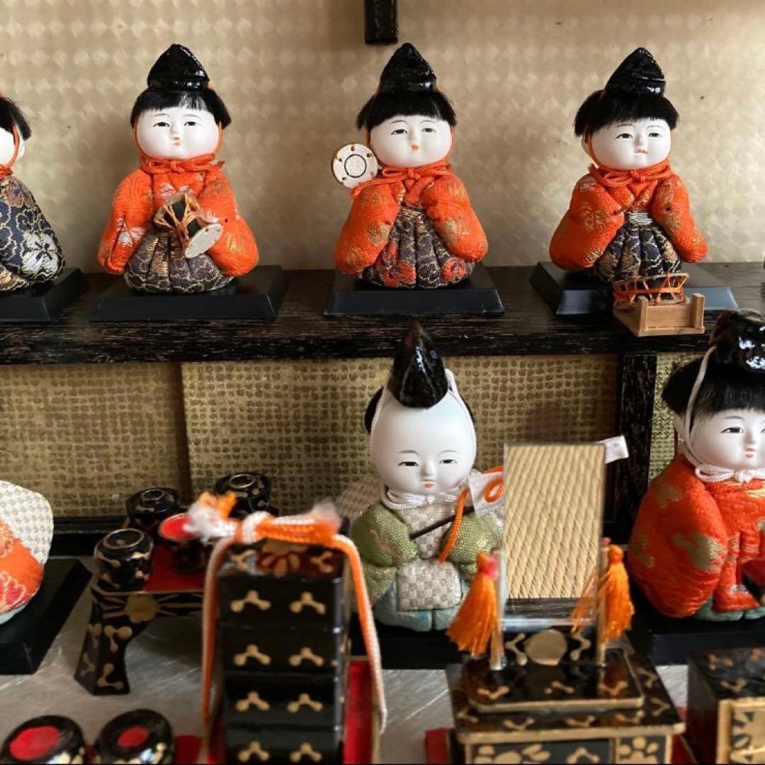 昭和レトロ 木目込雛人形 オルゴール・ガラスケース付 1950年代 保管用箱あり