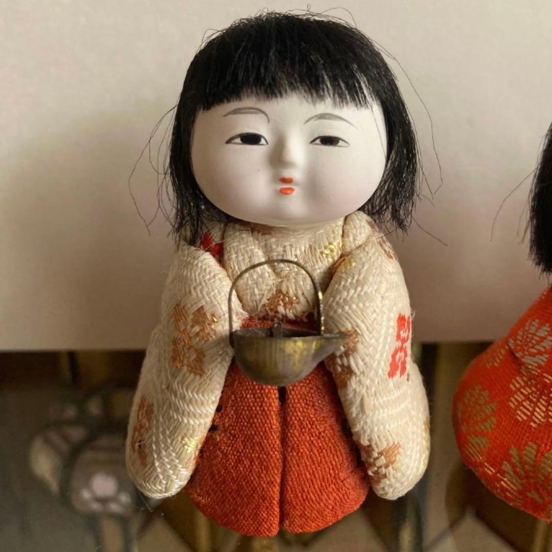 昭和レトロ 木目込雛人形 オルゴール・ガラスケース付 1950年代 保管用箱あり