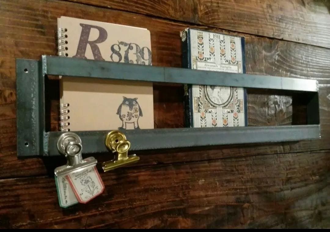 4つセット壁掛けブックラック　ウォールシェルフ　アイアン家具　ハンドメイド