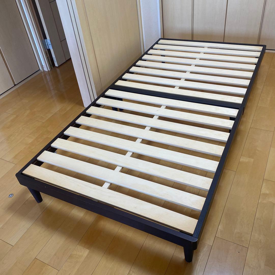 ベルメゾン 組み立て簡単 すのこ シングルベッド ダークブラウン