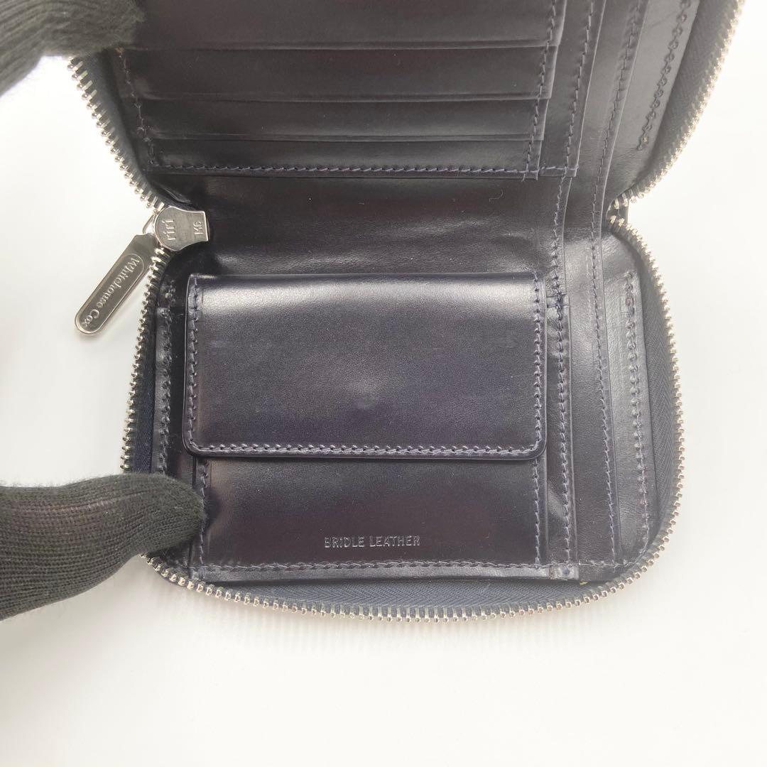 極美品　ホワイトハウスコックス　折り財布　ブライドルレザー　ダークネイビー