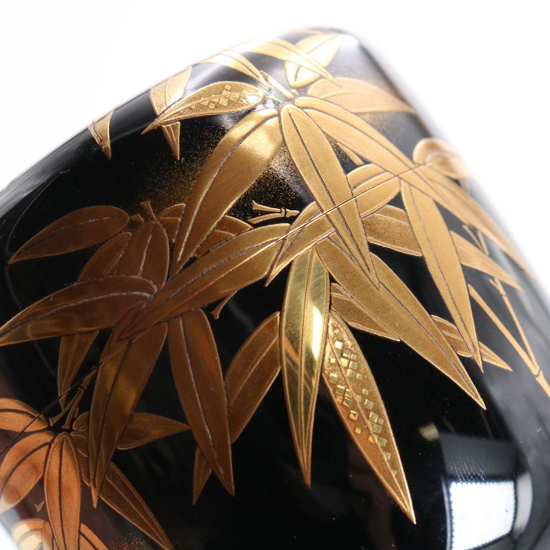 下出光斎作 呉竹蒔絵 大棗 金蒔絵 内金梨子地 茶道具 共箱共布　SN949N7